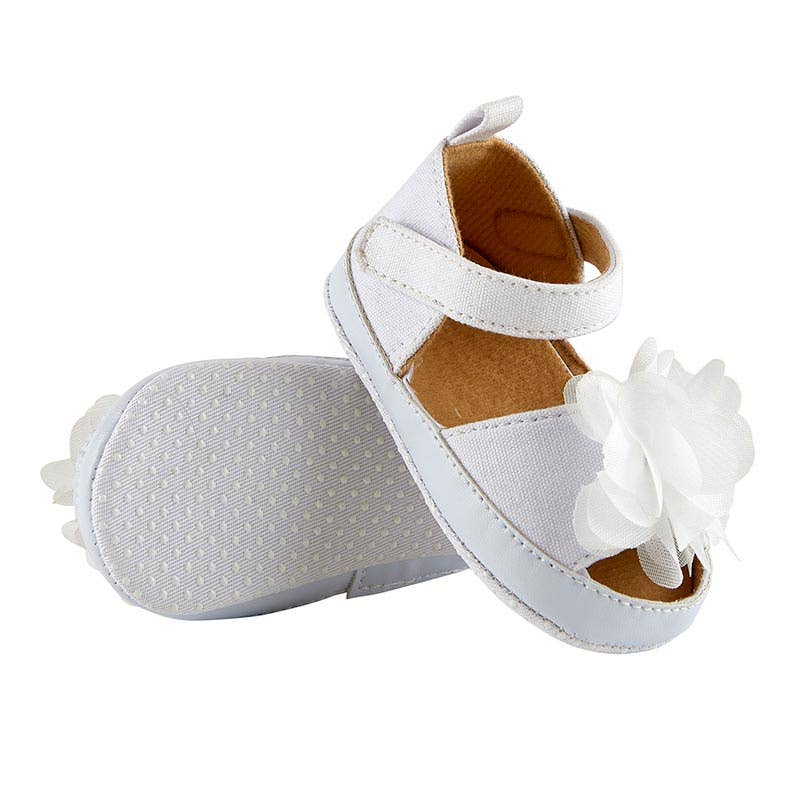 White Flower Sandals - 6-12 mo