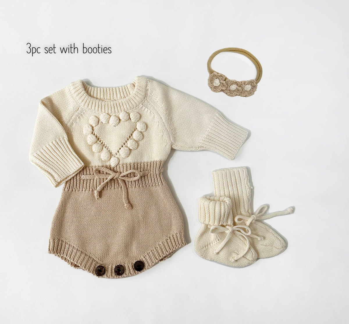 Cream Heart Romper Set - Romper only / 6-12 months