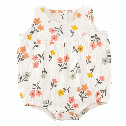 Sleeveless Muslin Romper - Floral - Muslin (100% cotton) / 6-12 mo