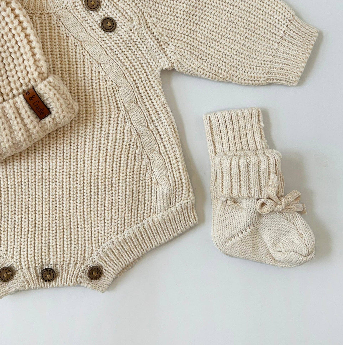 Baby Knit Booties Socks - Mauve / 3-9m