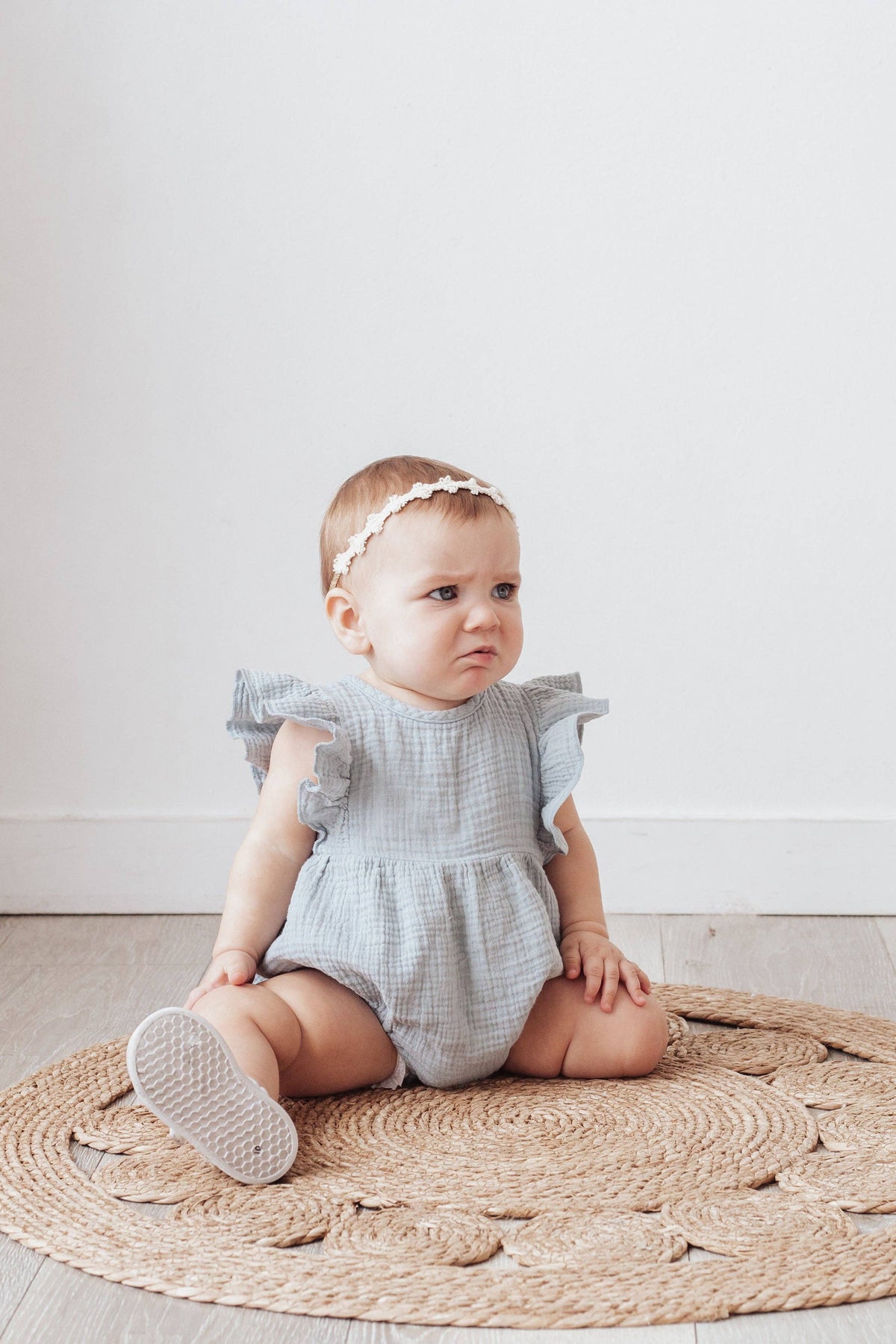 Milana Muslin Bubble Romper + Bow - Lilac / 6-12m