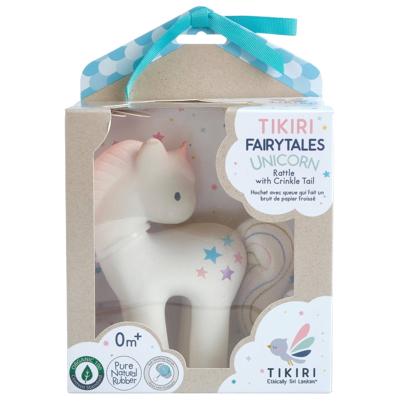 Unicorn Rubber Rattle w/Crinkle Tail