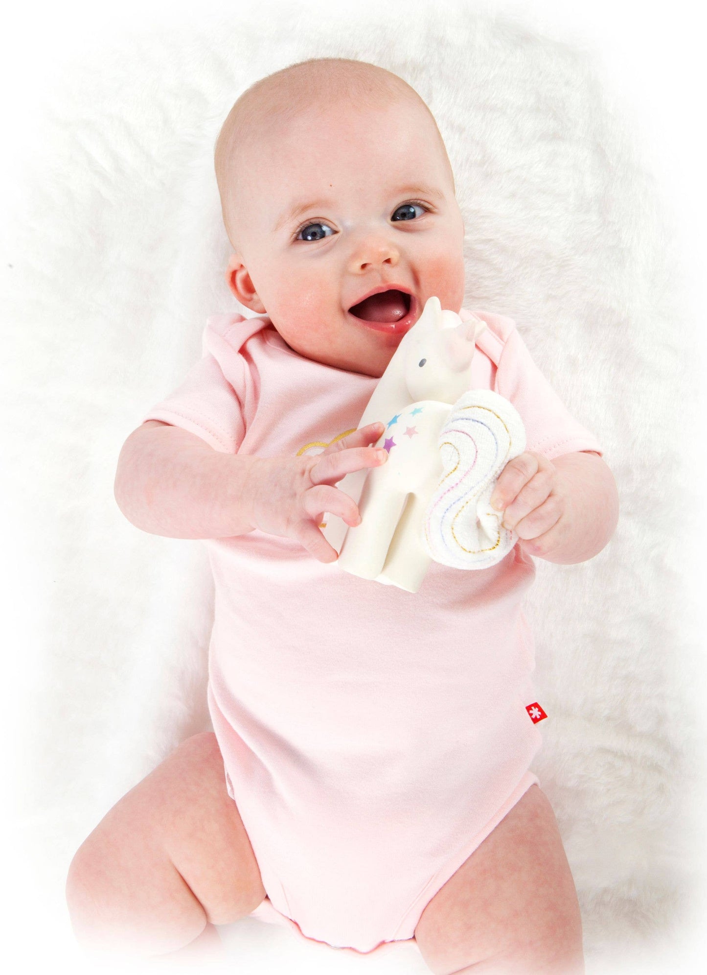 Unicorn Rubber Rattle w/Crinkle Tail