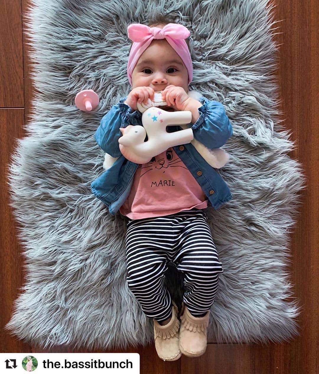 Unicorn Rubber Rattle w/Crinkle Tail