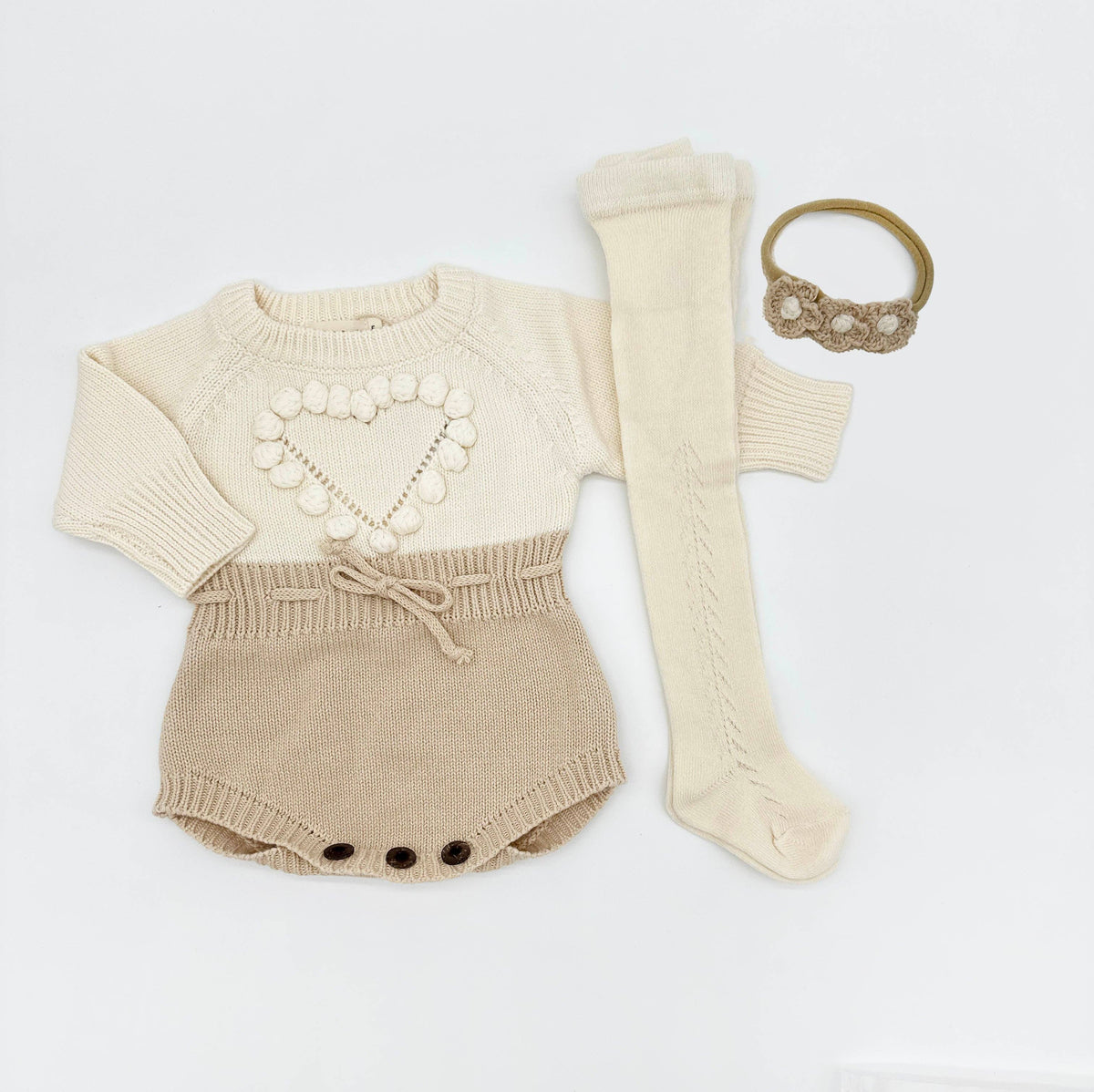 Cream Heart Romper Set - Romper only / 6-12 months
