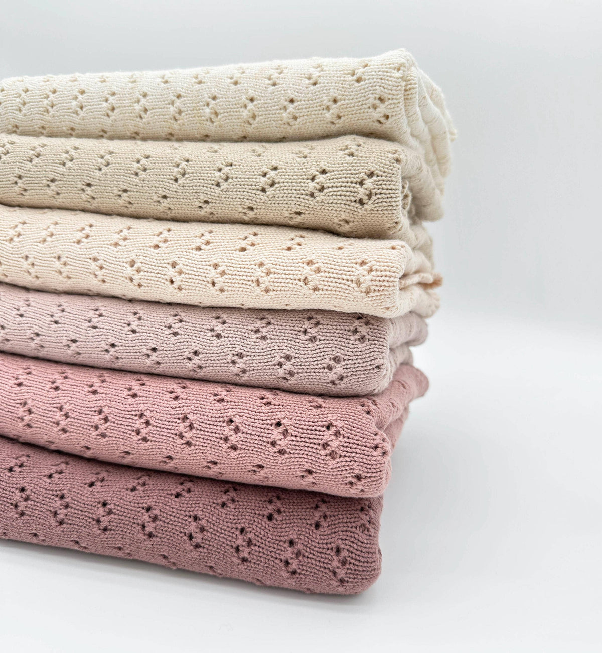Grace Knitted Cotton Baby Blanket - Dusty Pink