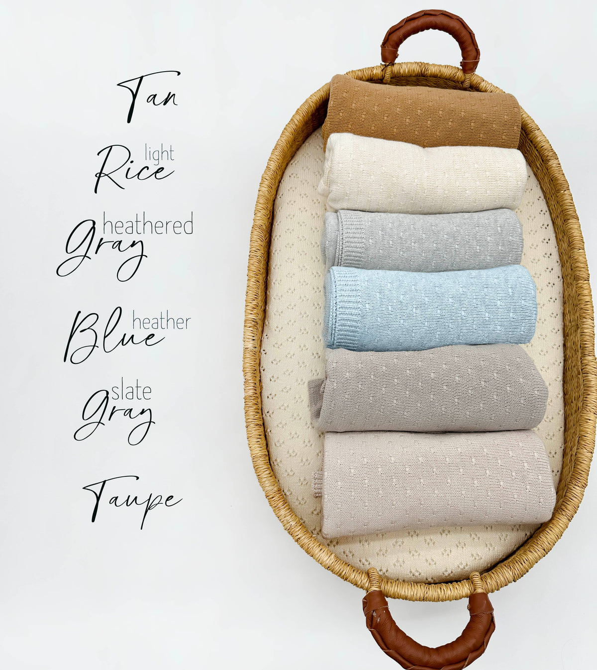 Leo Knitted Blanket - Heathered Blue