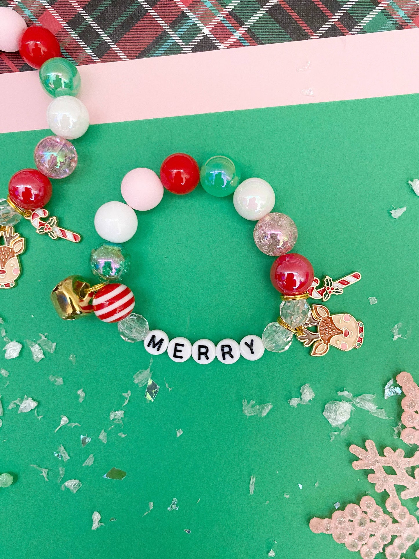 Reindeer & Candy Cane Charm Bracelet