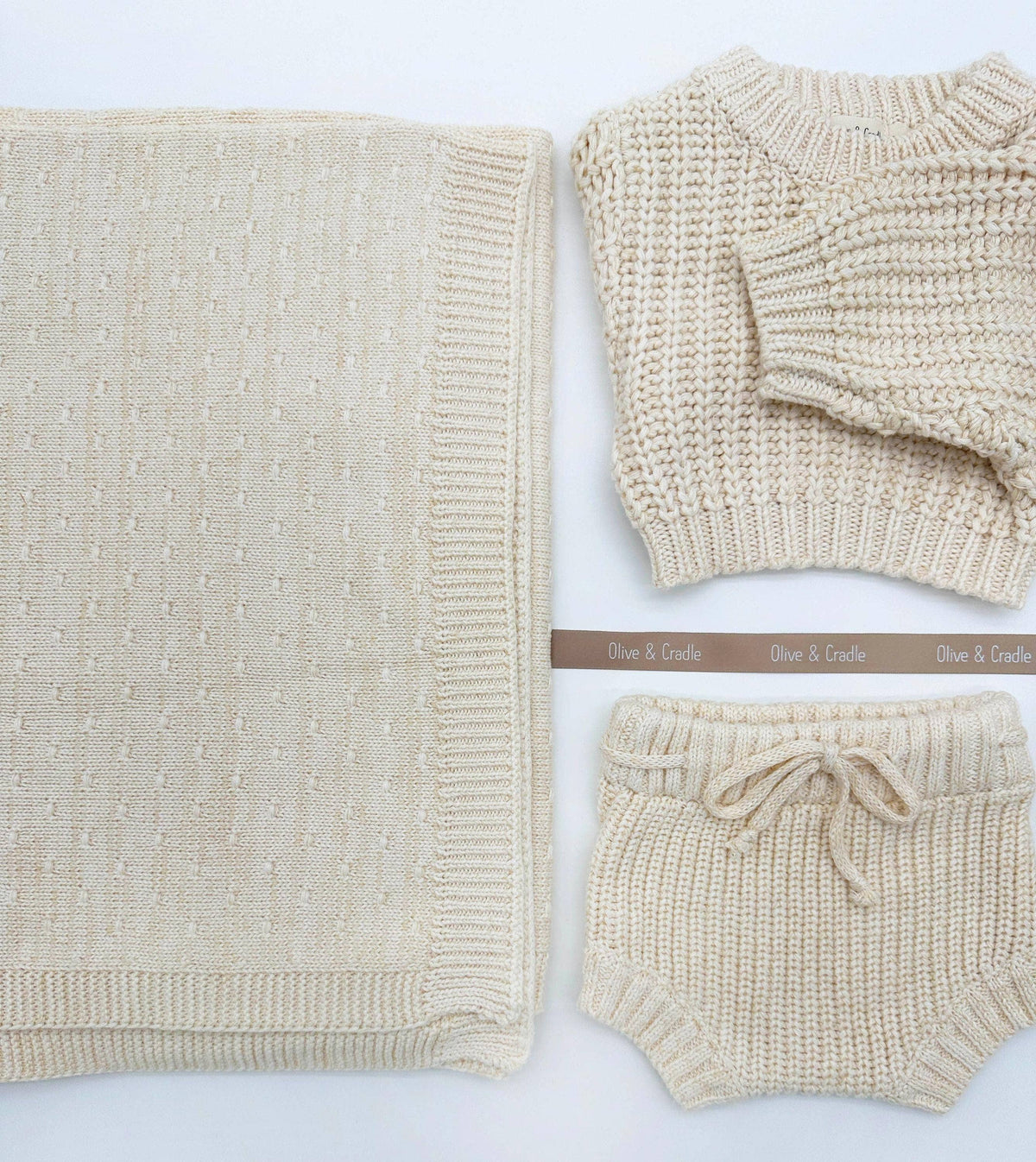 Leo Knitted Blanket - Heathered Blue