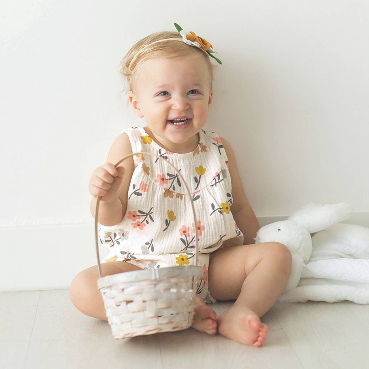 Sleeveless Muslin Romper - Floral - Muslin (100% cotton) / 6-12 mo