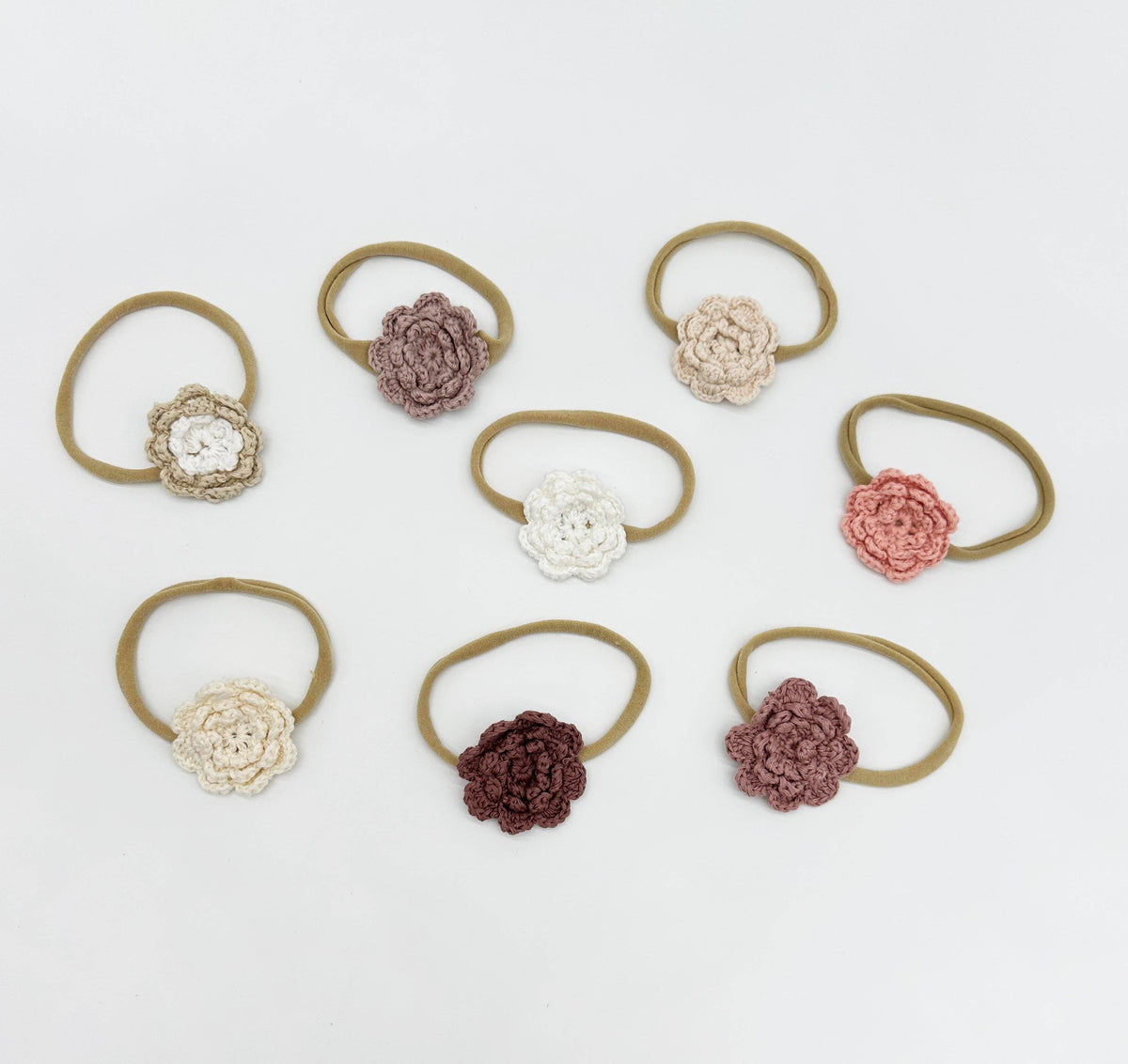 Crochet Flower Headband - With Card / Plum / Triple Flower