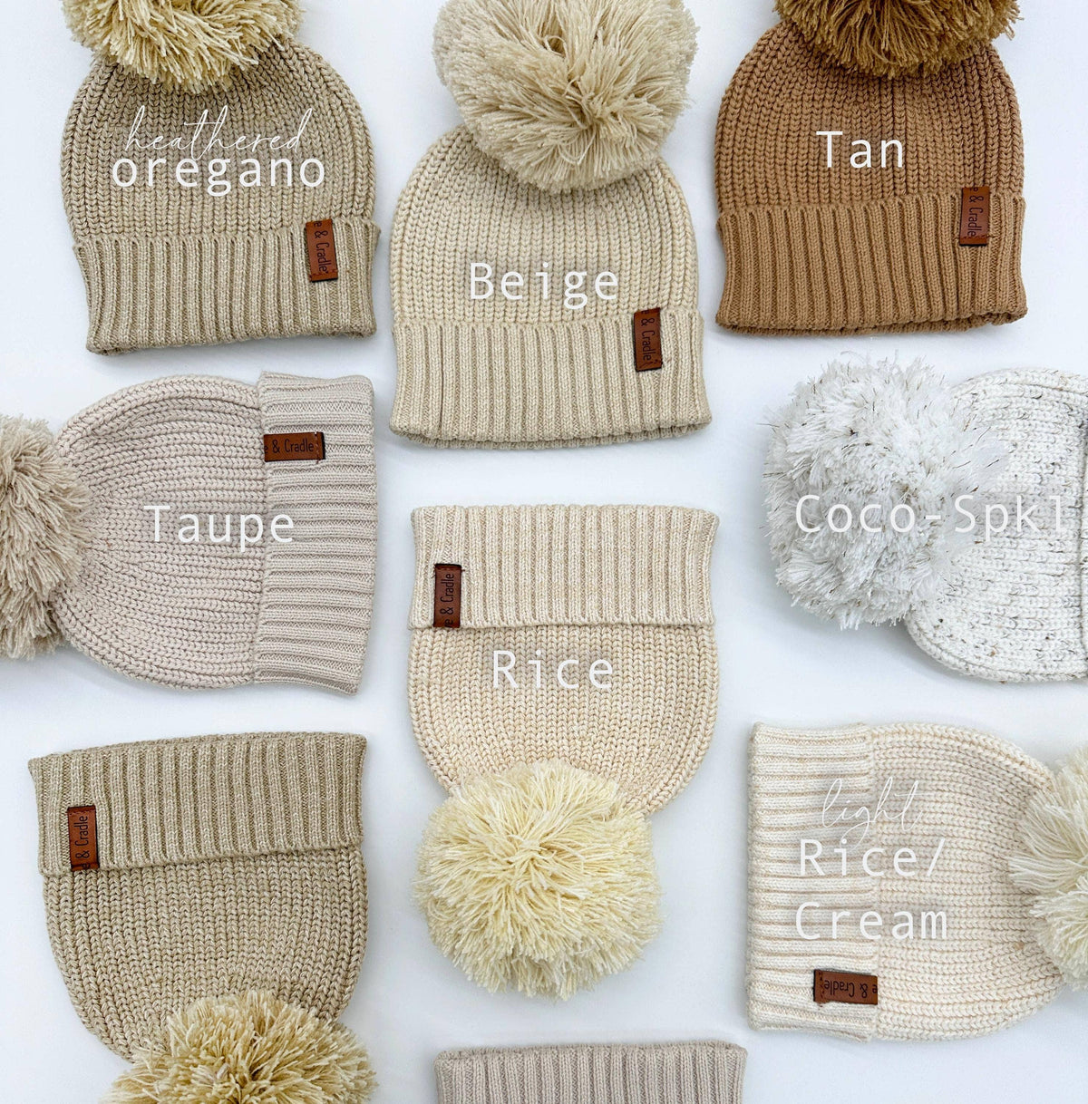 Cotton Knit Pom Beanie - Heathered blue / 6-12m