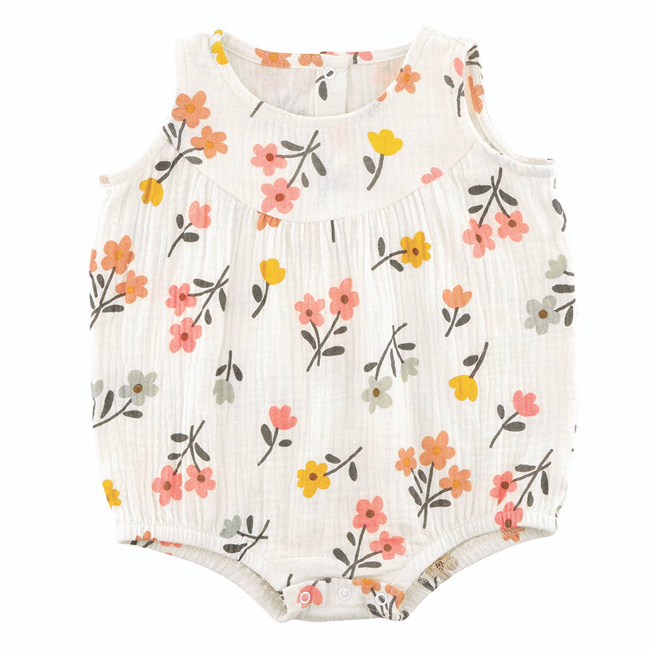 Sleeveless Muslin Romper - Floral - Muslin (100% cotton) / 6-12 mo