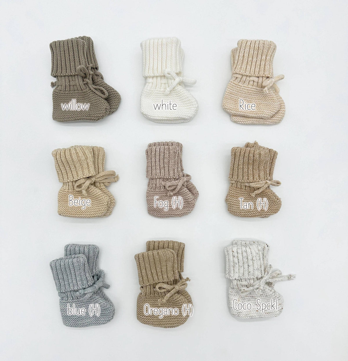 Garter Cotton Knitted Booties - Heathered blue / S | 3-6 months