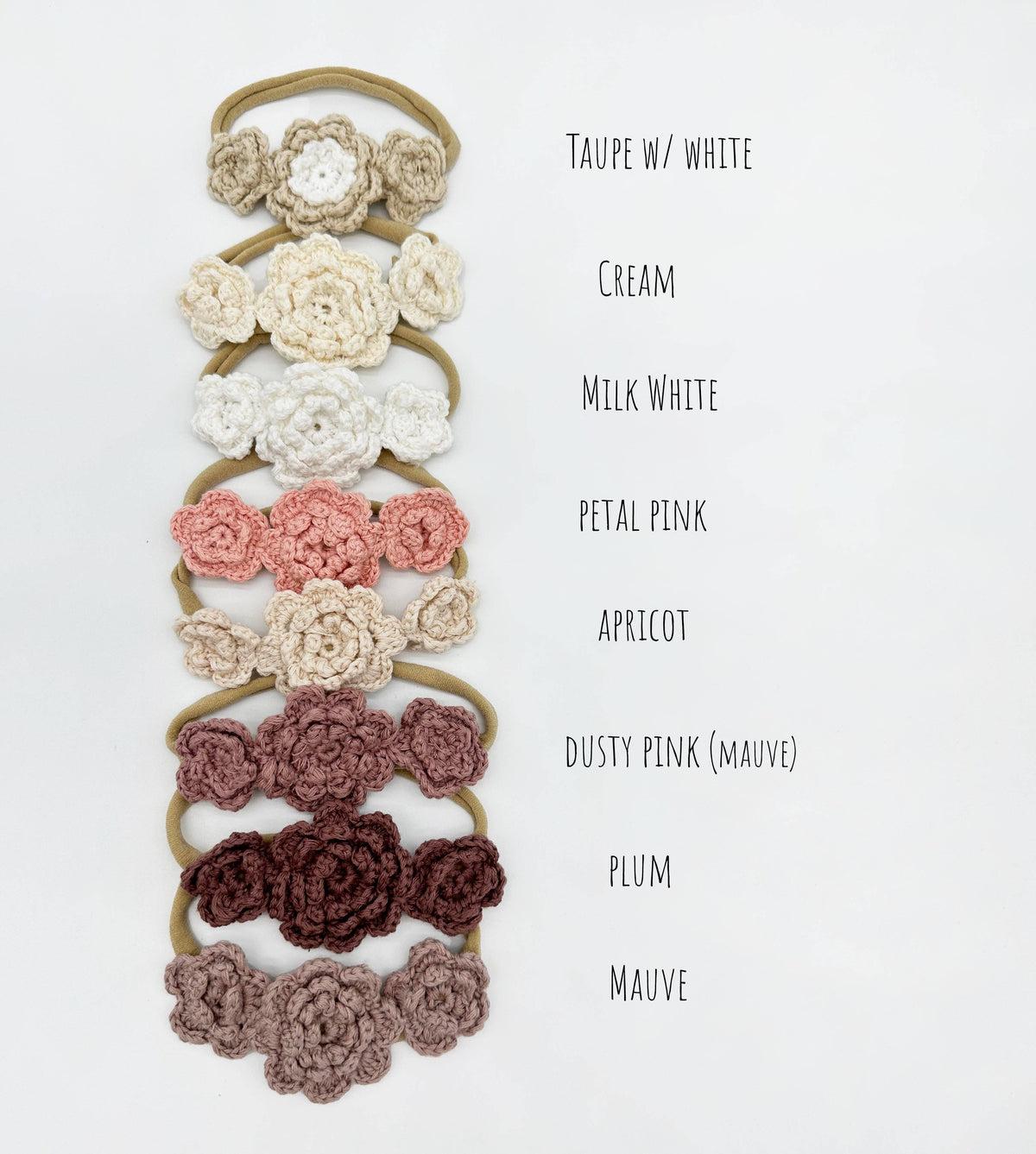 Crochet Flower Headband - With Card / Plum / Triple Flower