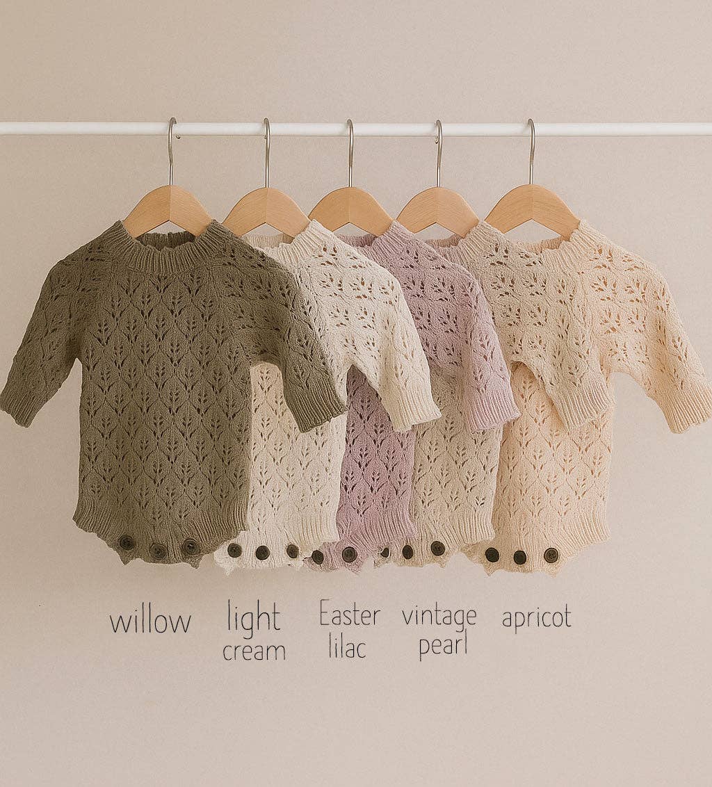 Apricot Pink Lacy Romper 3pc - 3-6M