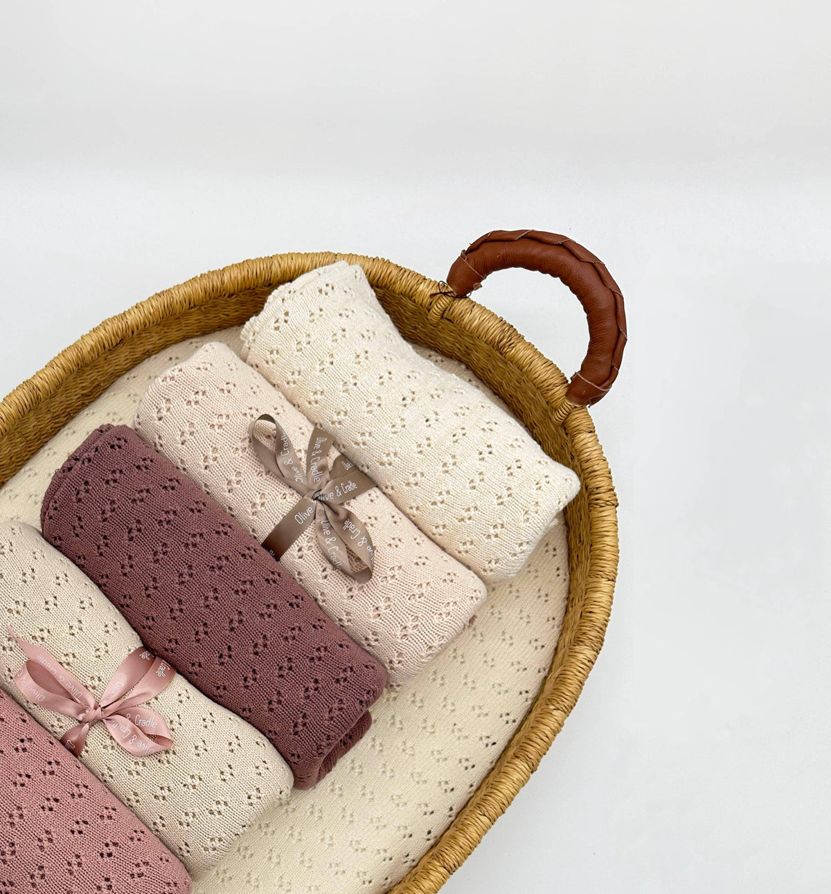 Grace Knitted Cotton Baby Blanket - Dusty Pink