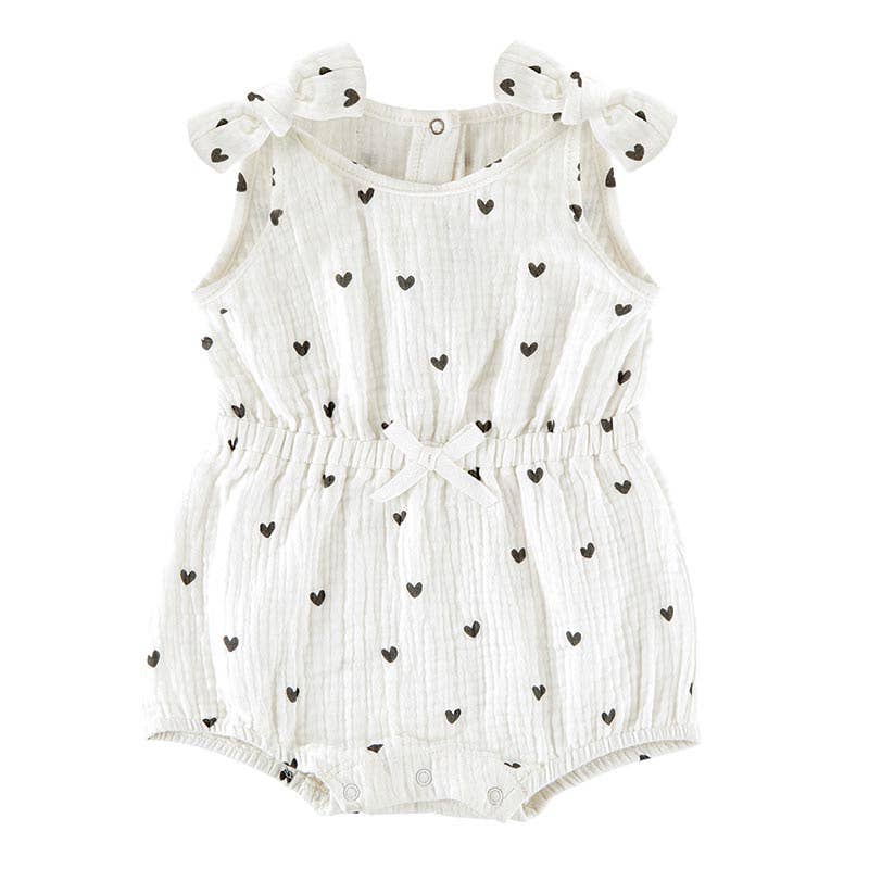 Cinch Waist Romper - Hearts - 6-12 mo