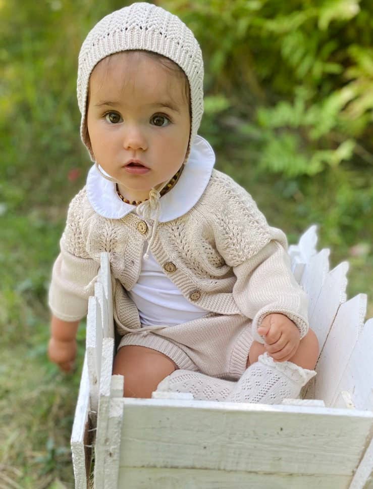 Olesya Cotton Knit Sweater - Mauve / 12-18 months