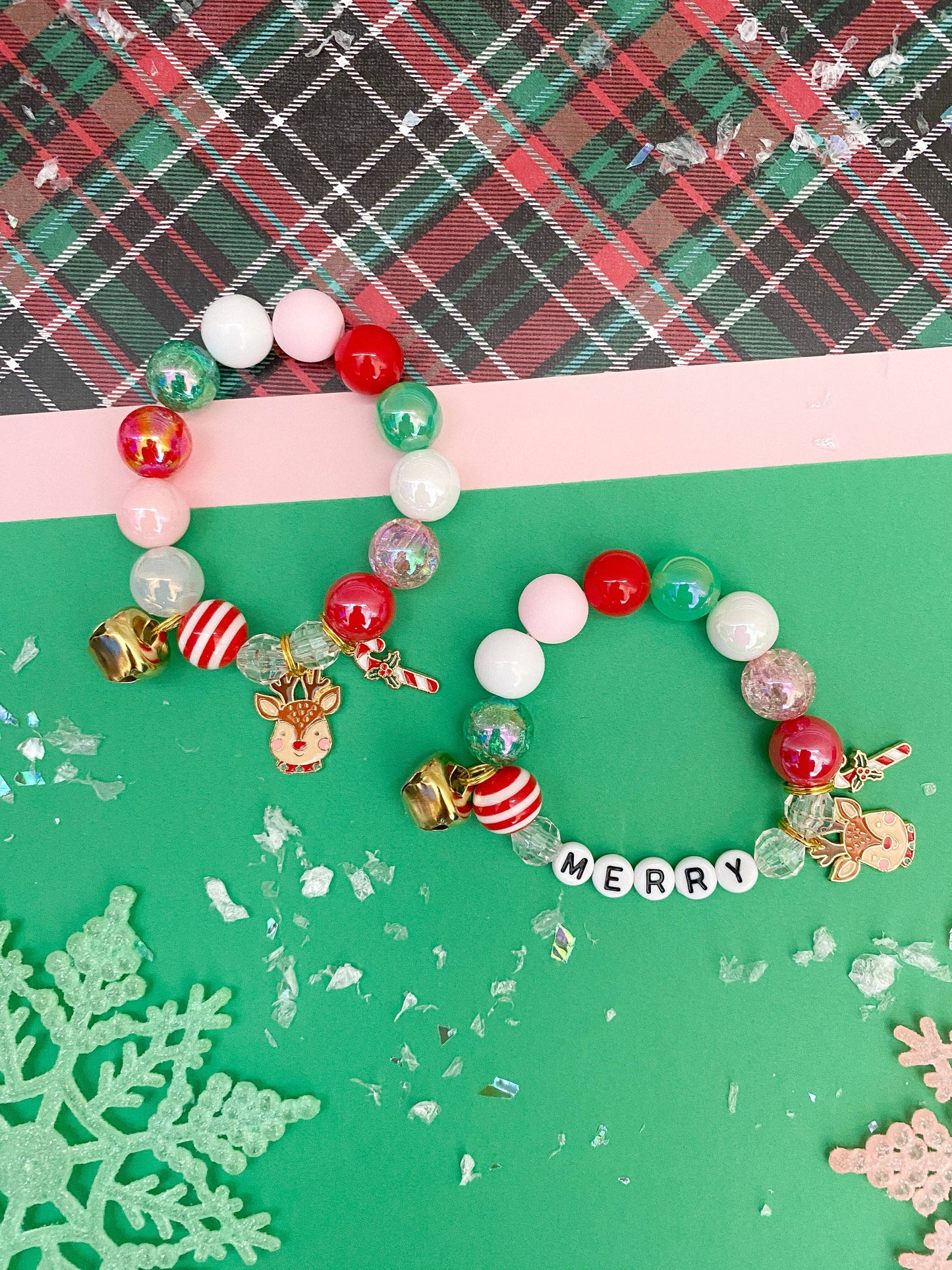 Reindeer & Candy Cane Charm Bracelet