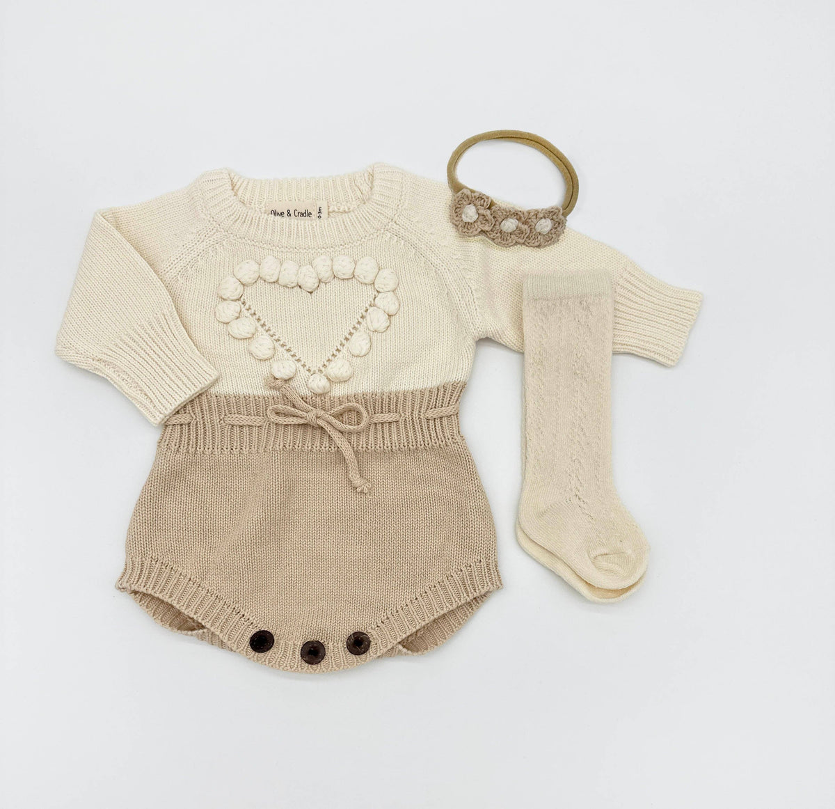 Cream Heart Romper Set - Romper only / 6-12 months