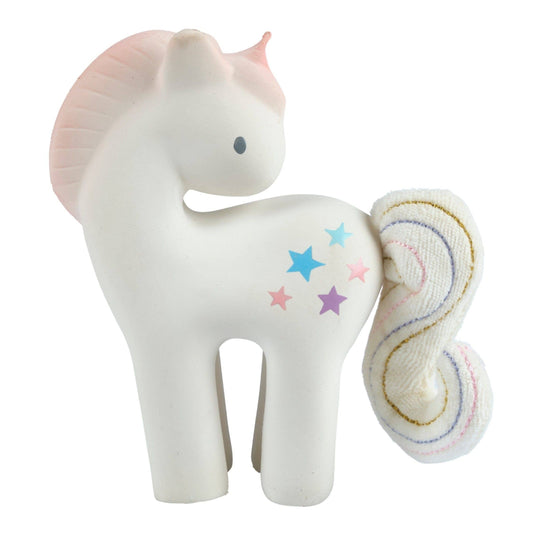 Unicorn Rubber Rattle w/Crinkle Tail