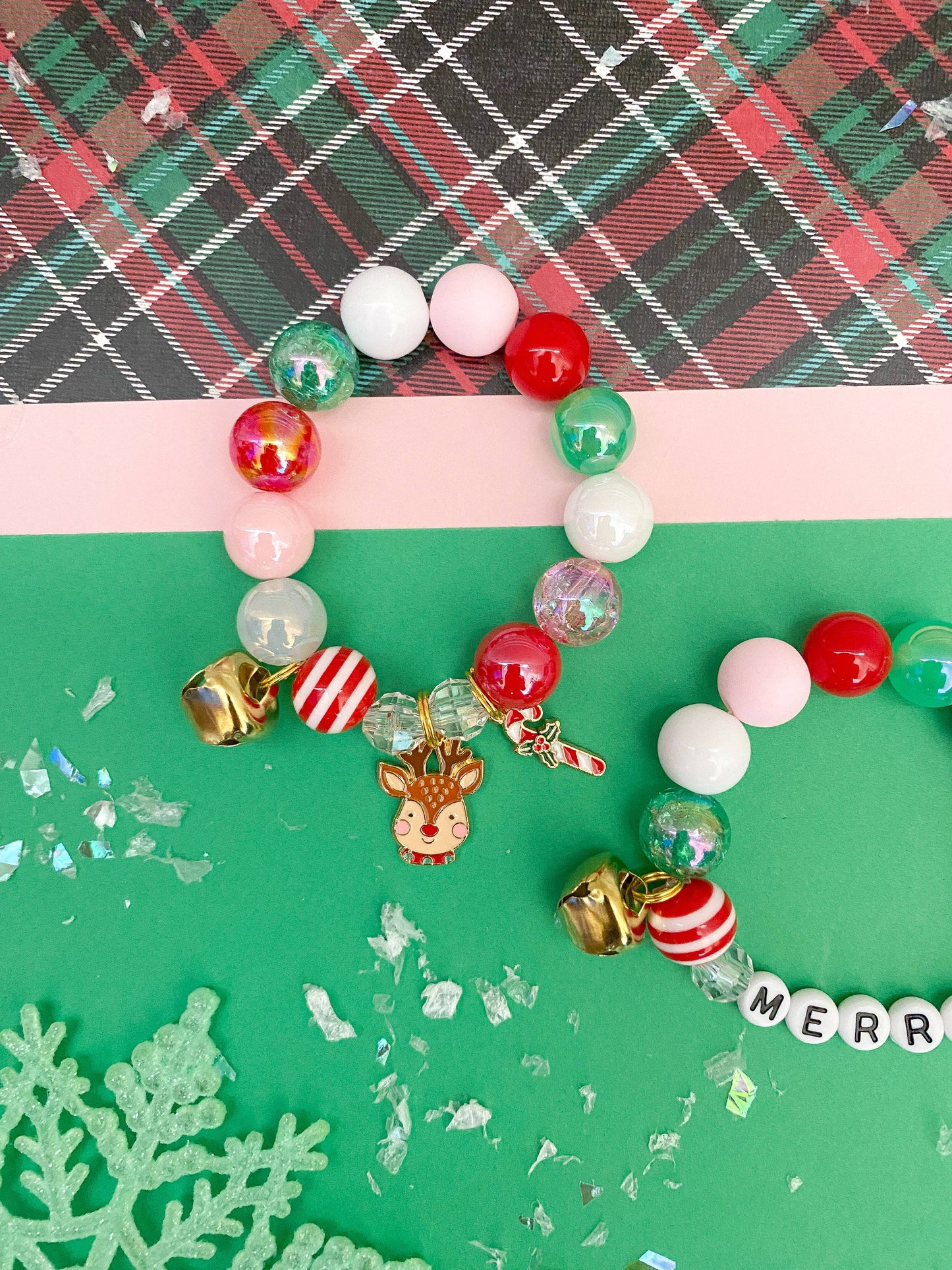 Reindeer & Candy Cane Charm Bracelet