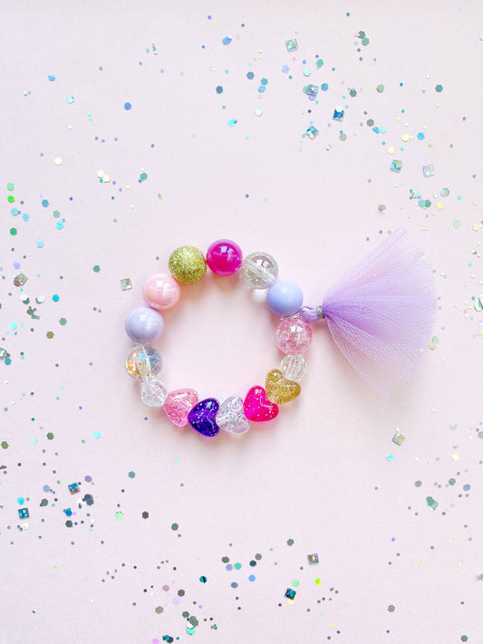 Glitter Heart Tassel Bracelet