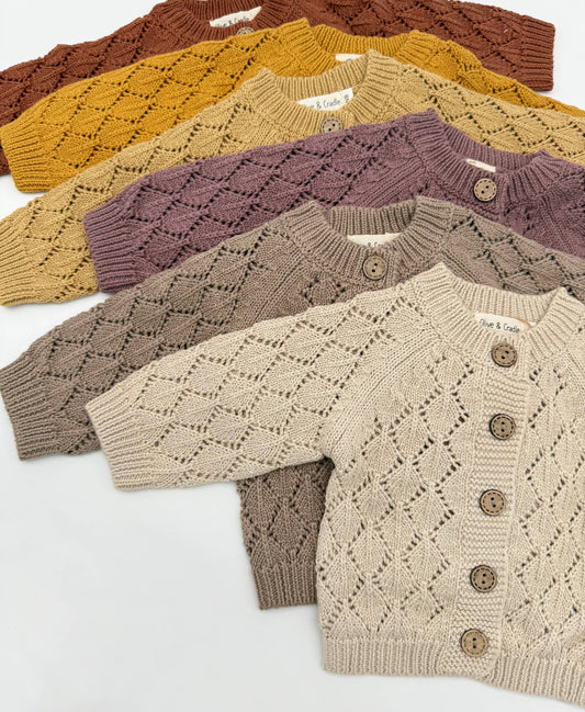 Annie Diamond Cardigan - Plum / 6-12 months