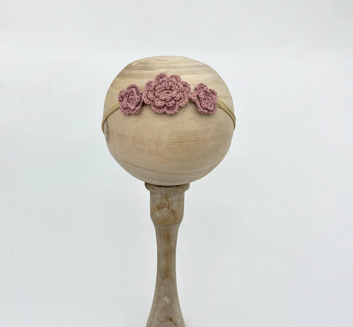 Crochet Flower Headband - With Card / Plum / Triple Flower