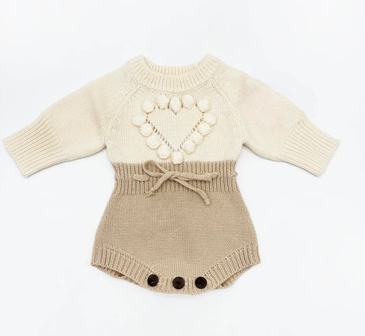 Cream Heart Romper Set - Romper only / 6-12 months
