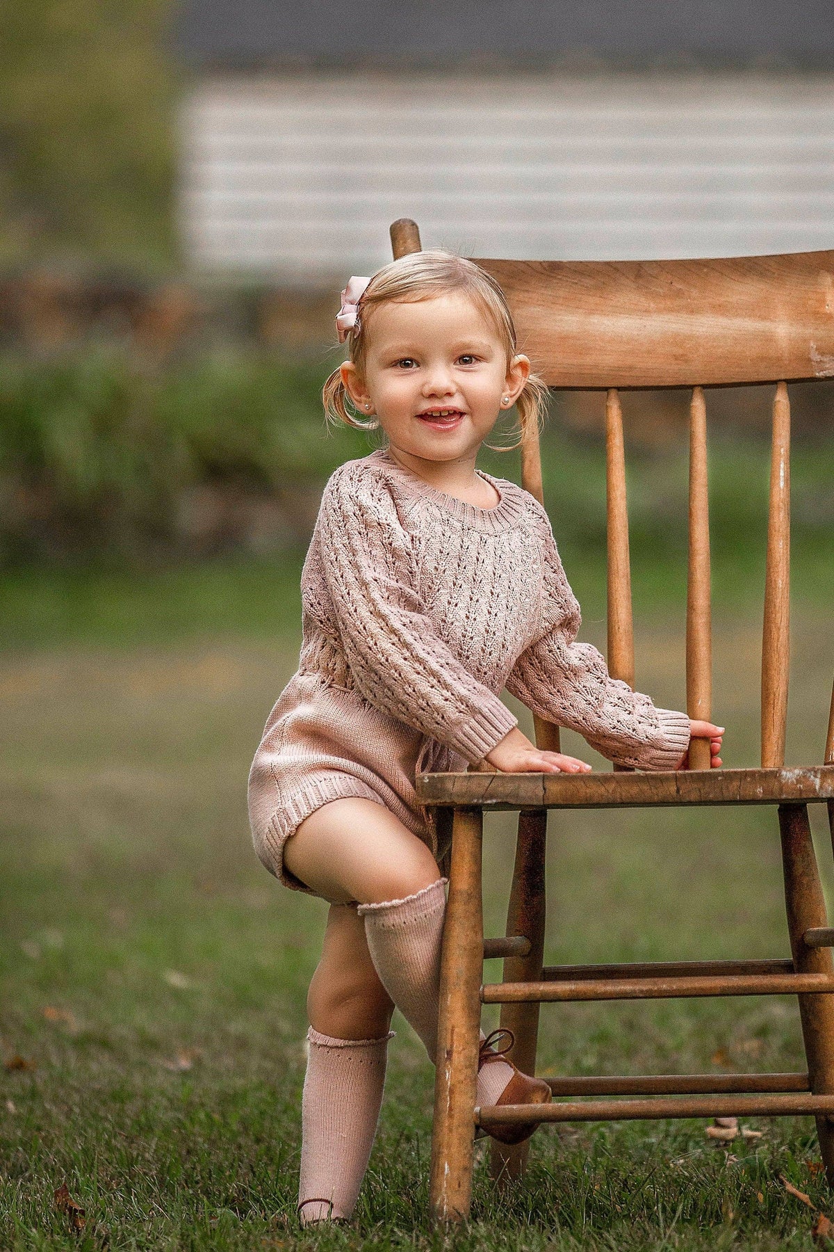 Zoya Knitted Sweater Romper - Mauve / 3-6 months