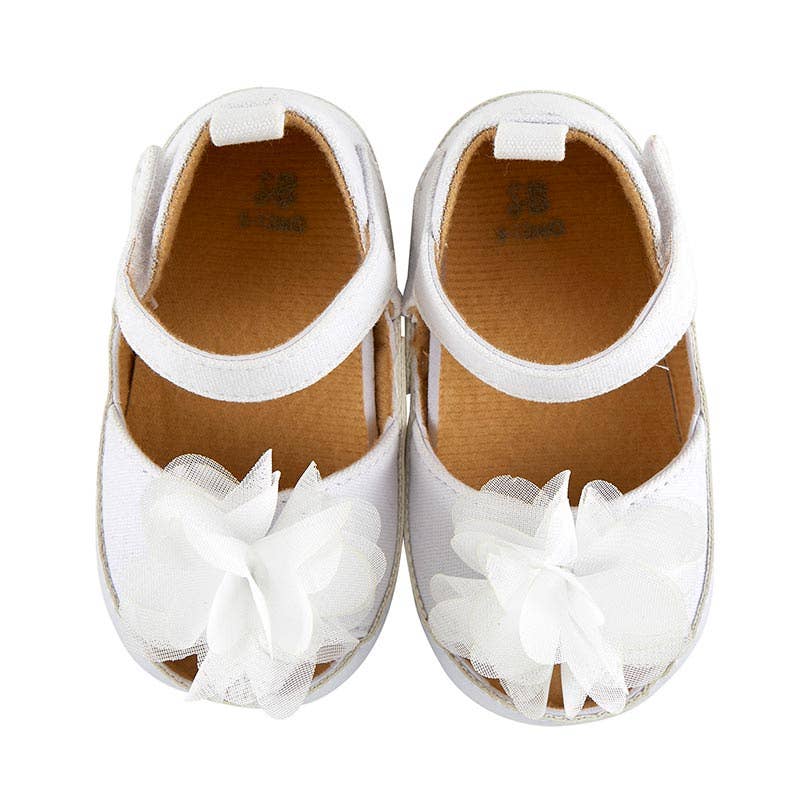 White Flower Sandals - 6-12 mo