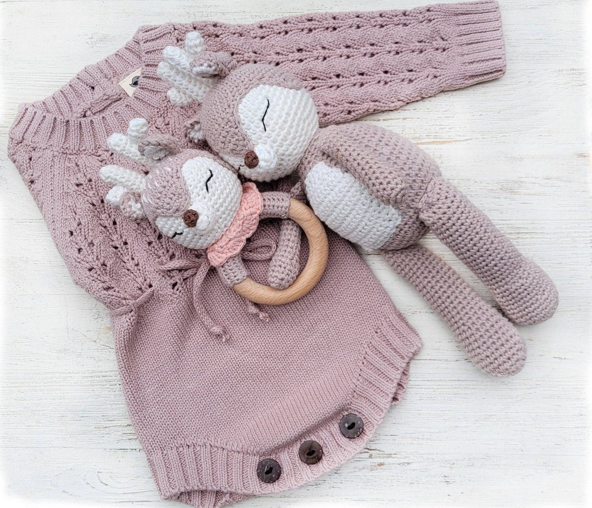 Zoya Knitted Sweater Romper - Dusty pink / 3-6 months