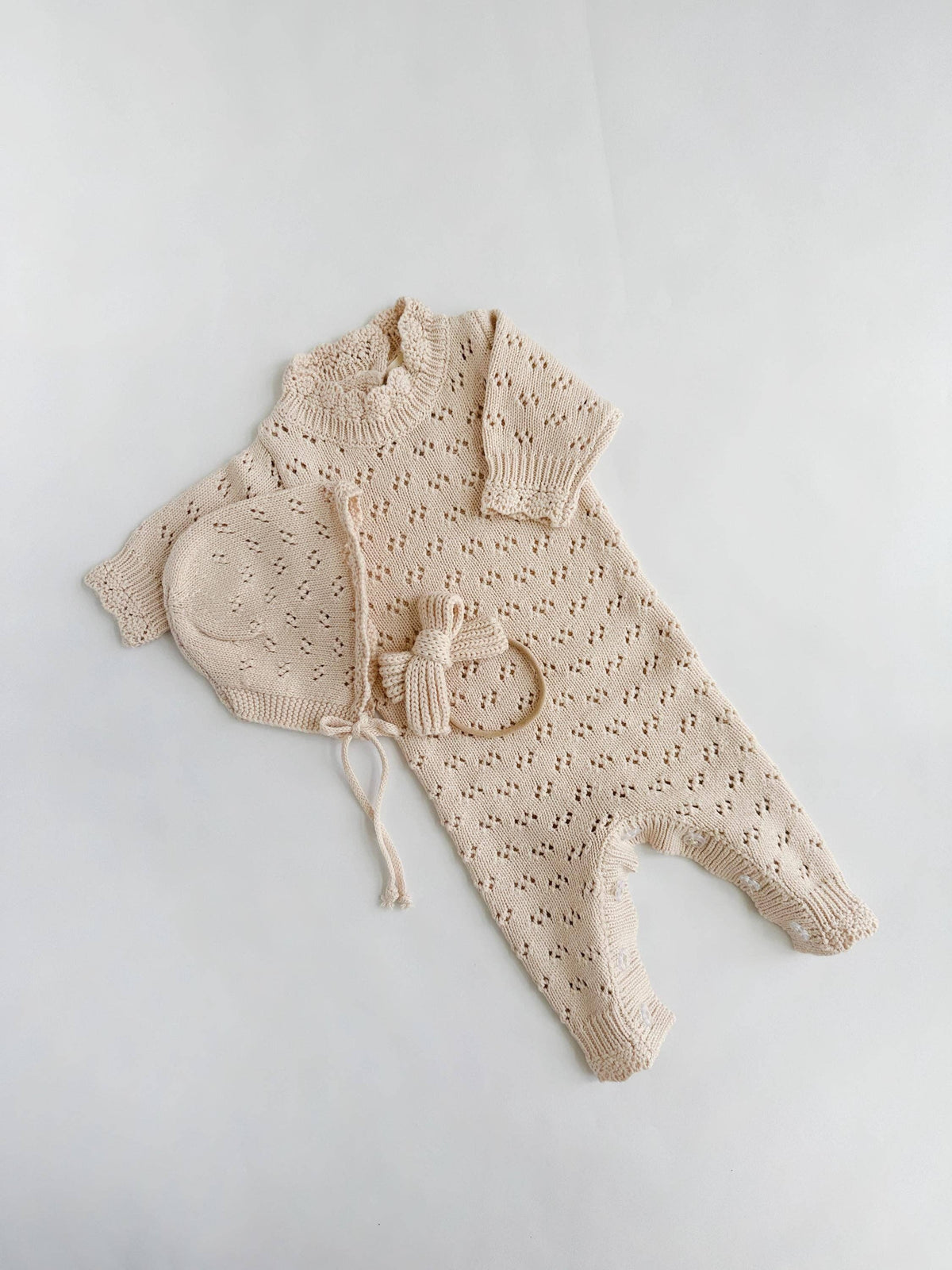 Grace Jumpsuit 2pc - Apricot w/Bonnet / 6-12 months