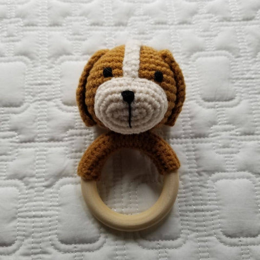 Cotton Knit Dog Rattle - Handmade - Brown
