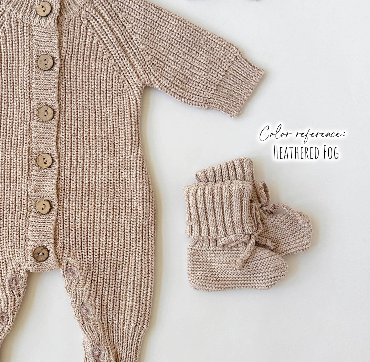 Garter Cotton Knitted Booties - Heathered blue / S | 3-6 months