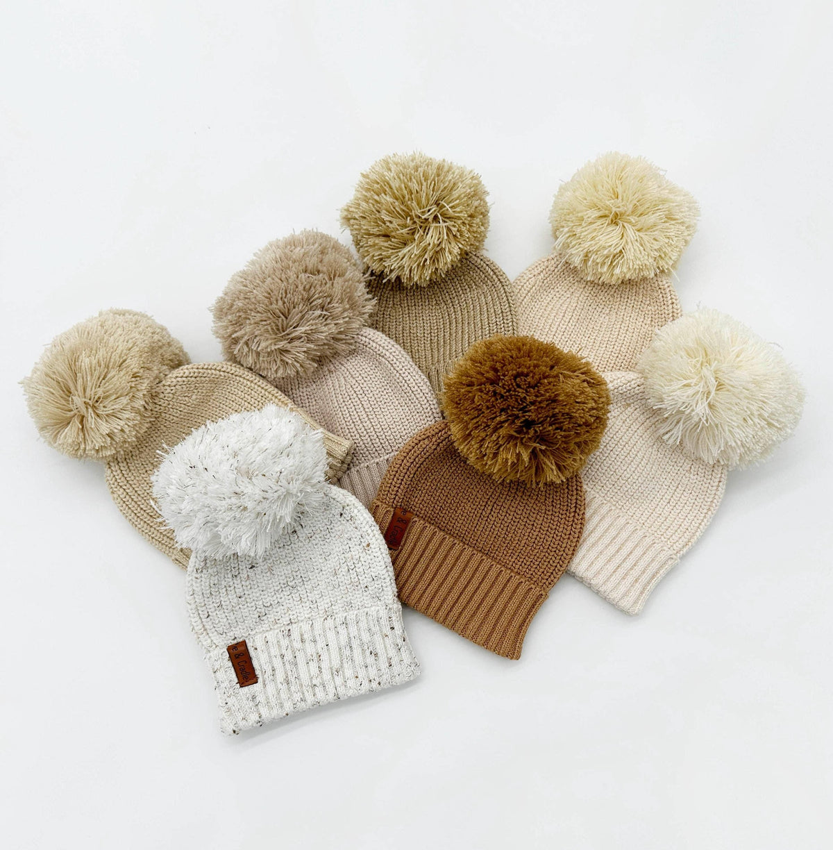 Cotton Knit Pom Beanie - Heathered fog / 6-12m