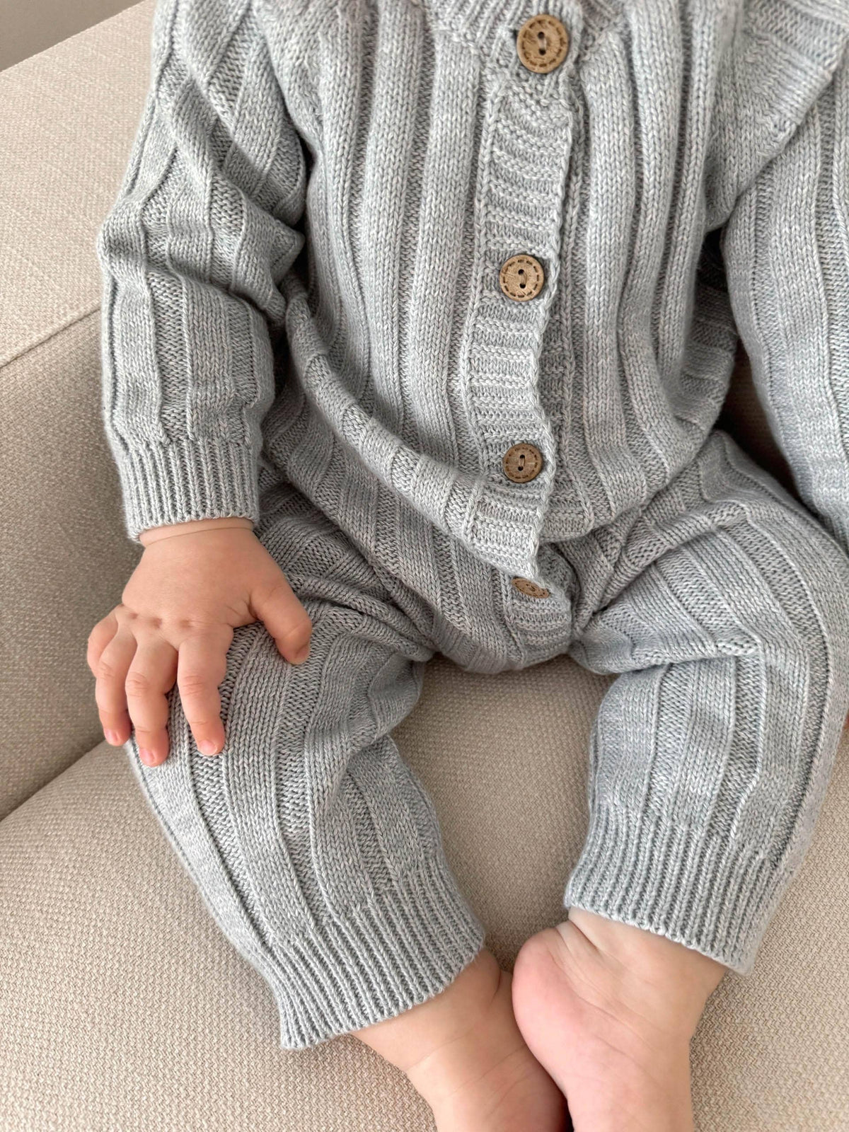 Milo Jumpsuit - Heathered blue / 6-12 months