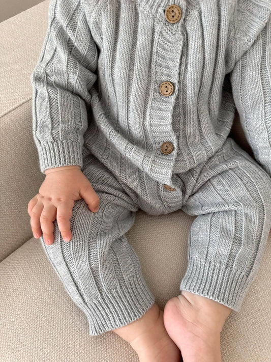 Milo Jumpsuit - Heathered blue / 6-12 months