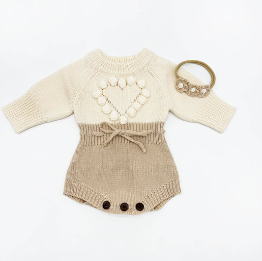 Cream Heart Romper Set - Romper only / 6-12 months