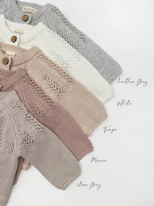 Olesya Cotton Knit Sweater - Mauve / 12-18 months